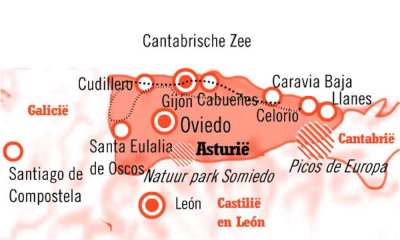 Kaart Fly Drive Asturie Casona en Casona 10 dagen