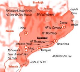 Kaart Fly drive 8 dagen bruisend barcelona en de priorat en valencia