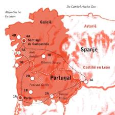 Kaart Fly drive Portugal en Galicië