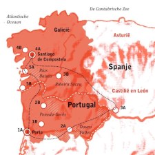 Kaart Fly drive Portugal en Galicië
