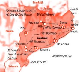 2. Kaart Catalonie 15 dagen cultuur en natuur reis