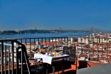 zicht op Lissabon en de taag vanuit het hotel in Alfama
