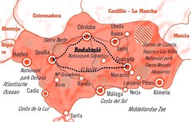 Kaart Fly Drive Andalusië 8 dagen Moorse koningssteden