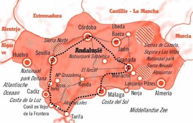 2. Kaart Fly Drive Andalusie 15 daagse rondreis Moorse Steden en de Costa de la Luz