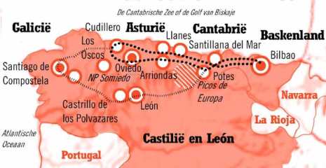 Kaart Fly en Drive Het Groene Spanje met verlenging Galicie of León